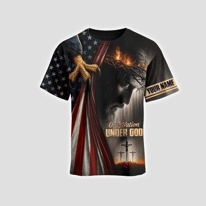One Nation Under God – Custom Christian Flag & Cross Hoodie