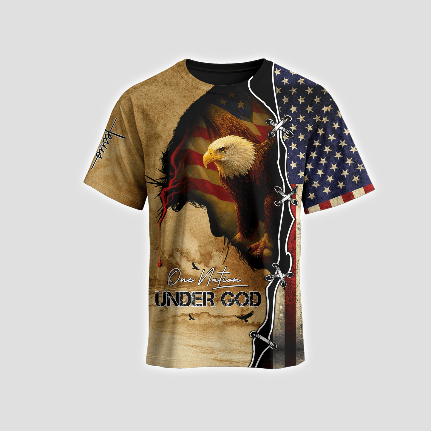 Christian Patriotic Hoodie – Eagle, Flag & One Nation Under God