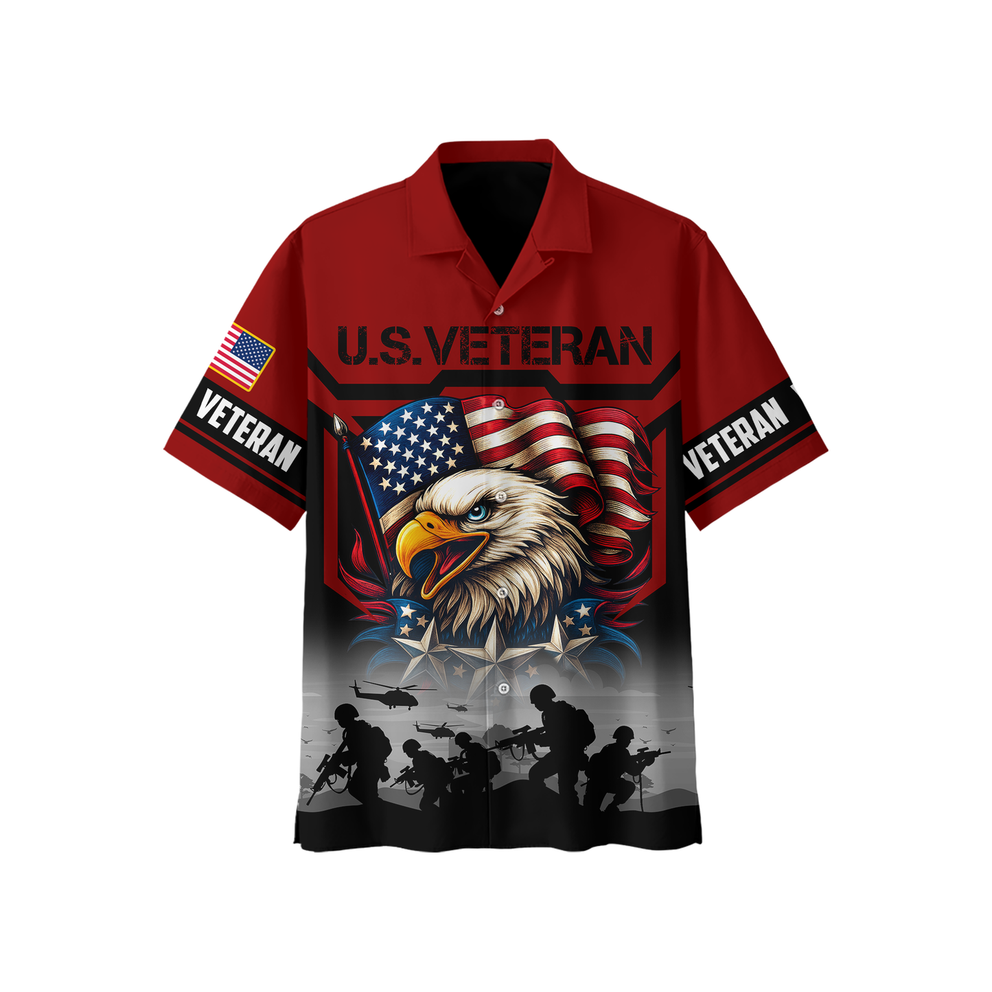 U.S. Veteran Hoodie – American Eagle and Flag Design, Patriotic Military Zip Up Hoodie