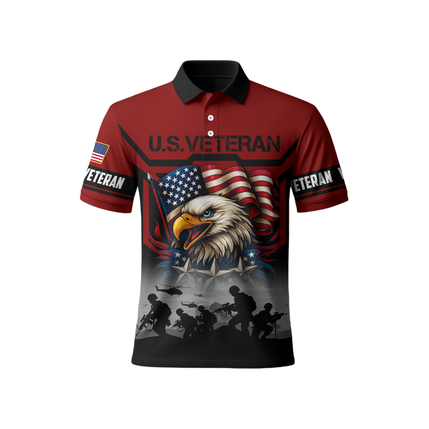 U.S. Veteran Hoodie – American Eagle and Flag Design, Patriotic Military Zip Up Hoodie