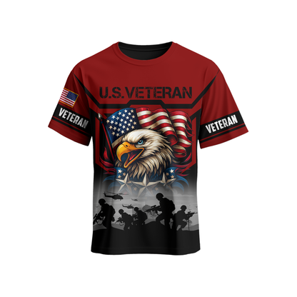 U.S. Veteran Hoodie – American Eagle and Flag Design, Patriotic Military Zip Up Hoodie