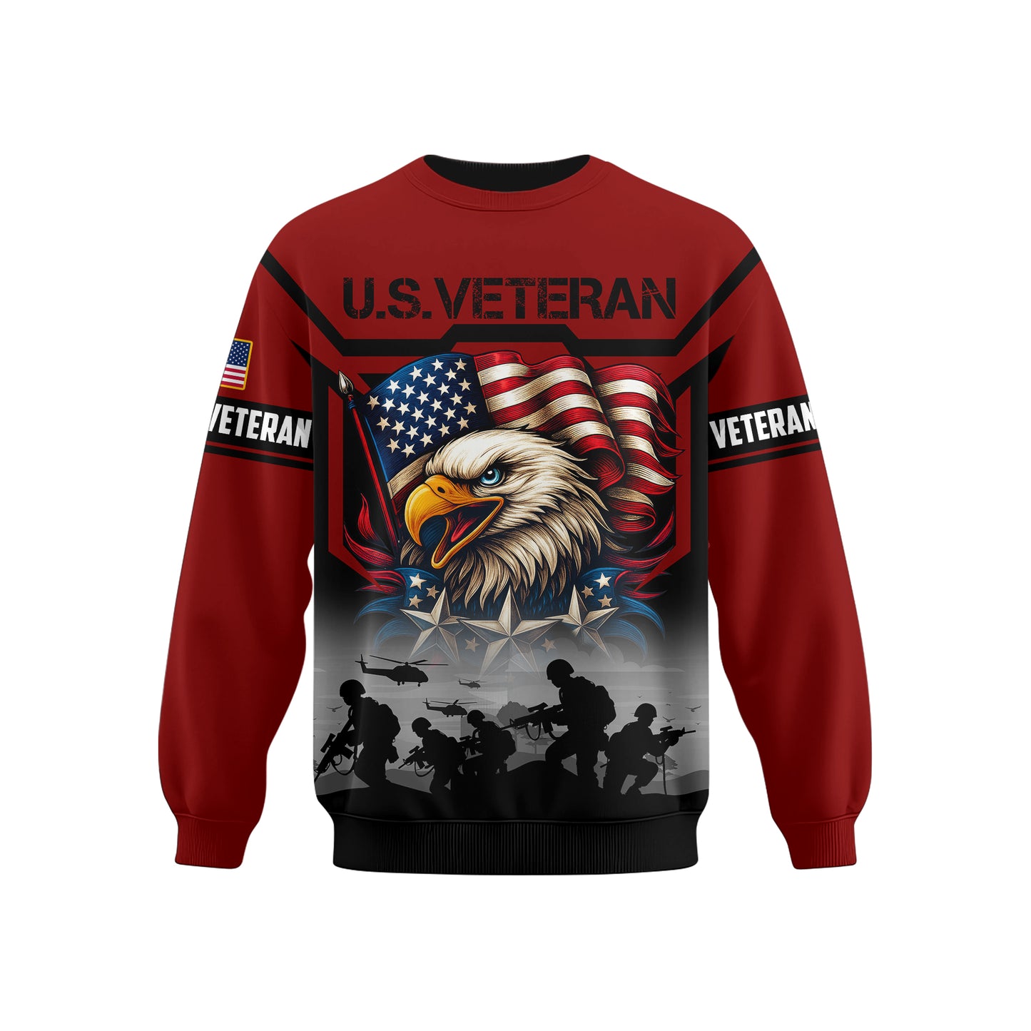 U.S. Veteran Hoodie – American Eagle and Flag Design, Patriotic Military Zip Up Hoodie