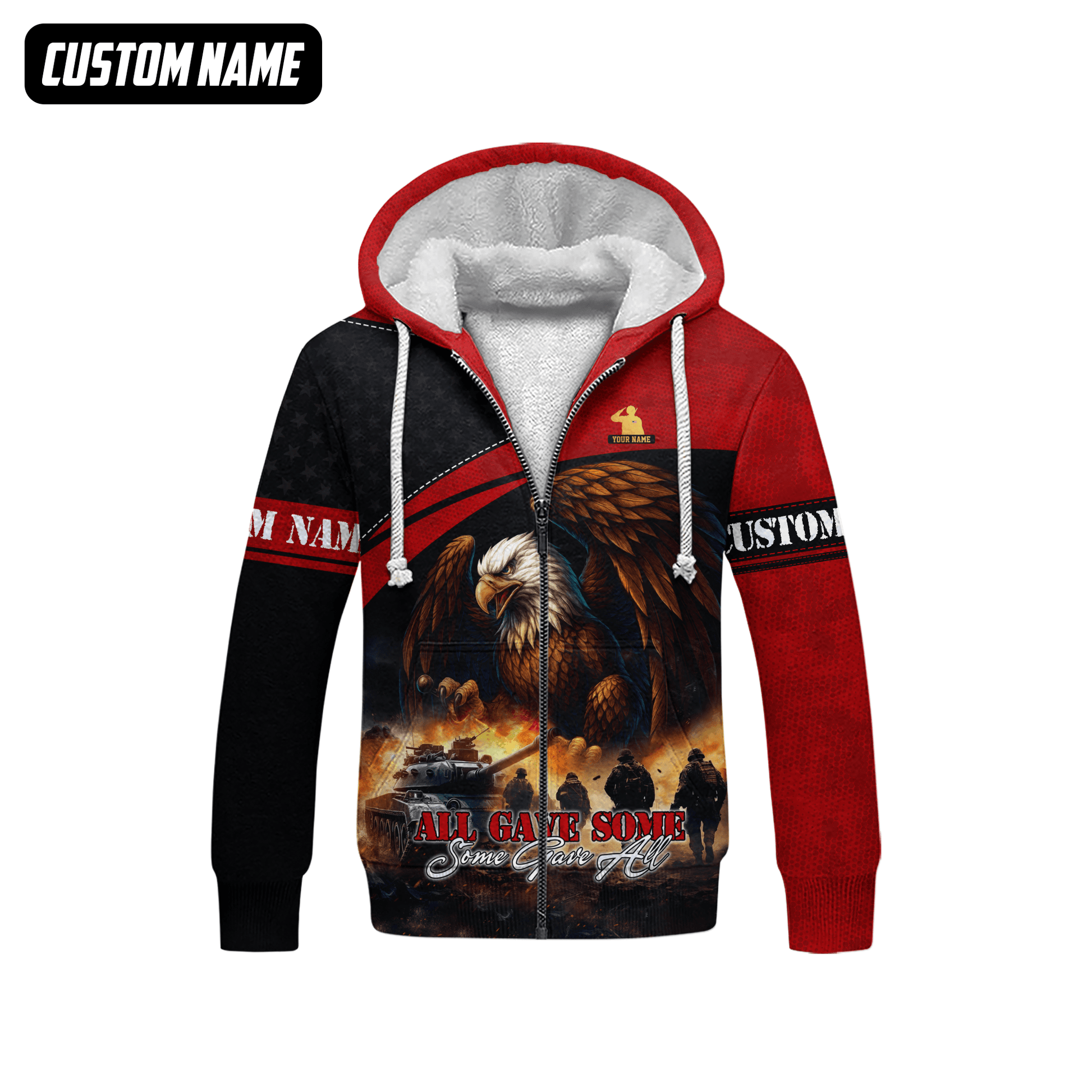 U.S. Veteran Hoodie – All Gave Some Some Gave All, Bald Eagle and Battlefield Zip Up, easychoo.com