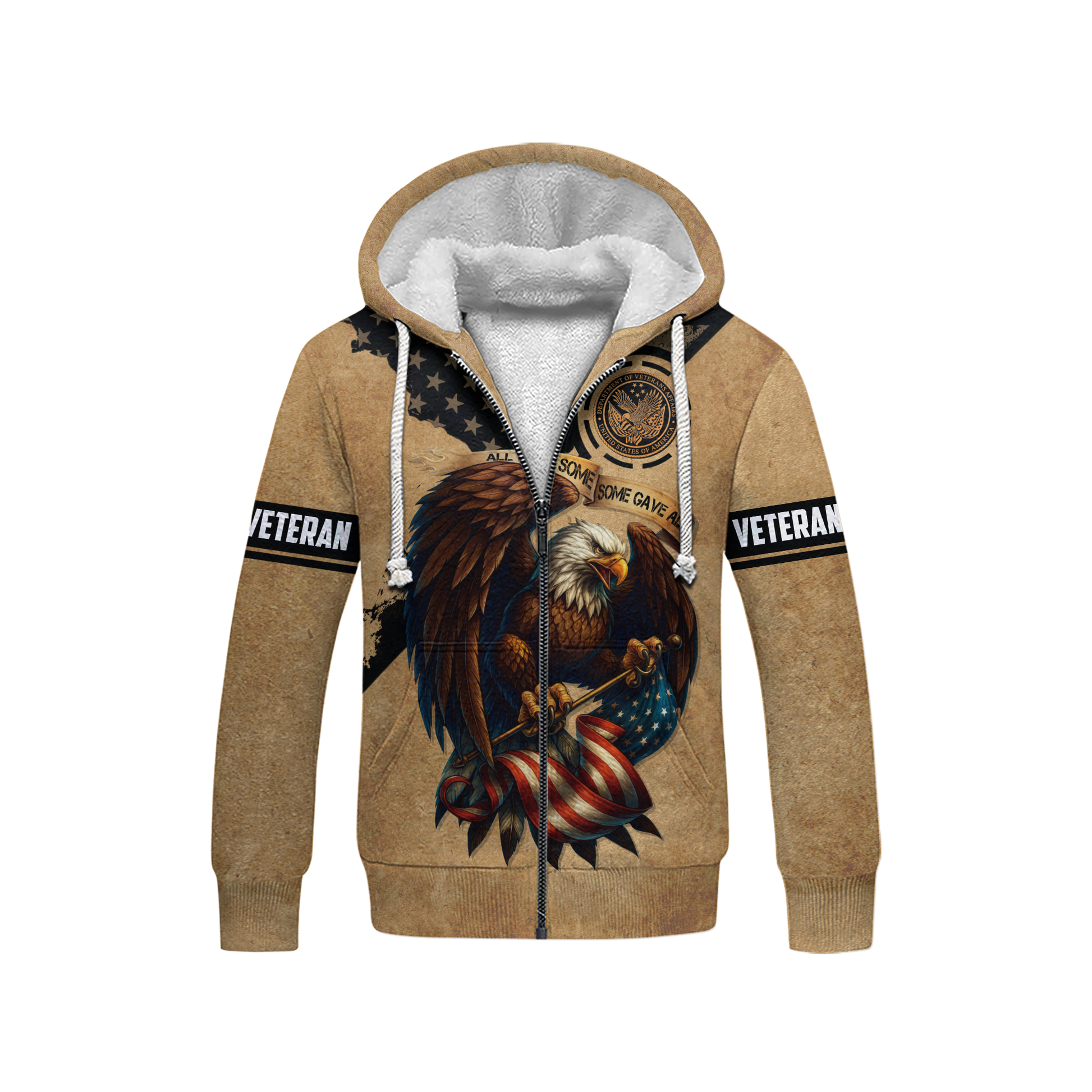 U.S. Veteran Eagle Hoodie – All Gave Some Some Gave All, Patriotic American Flag Zip Up, easychoo.com