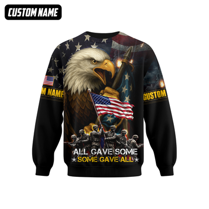 U.S. Veteran Hoodie – All Gave Some Some Gave All, Eagle Holding American Flag Zip Up, easychoo.com