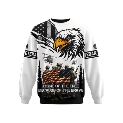 U.S. Veteran Hoodie – Home of the Free Because of the Brave, American Eagle Zip Up, easychoo.com
