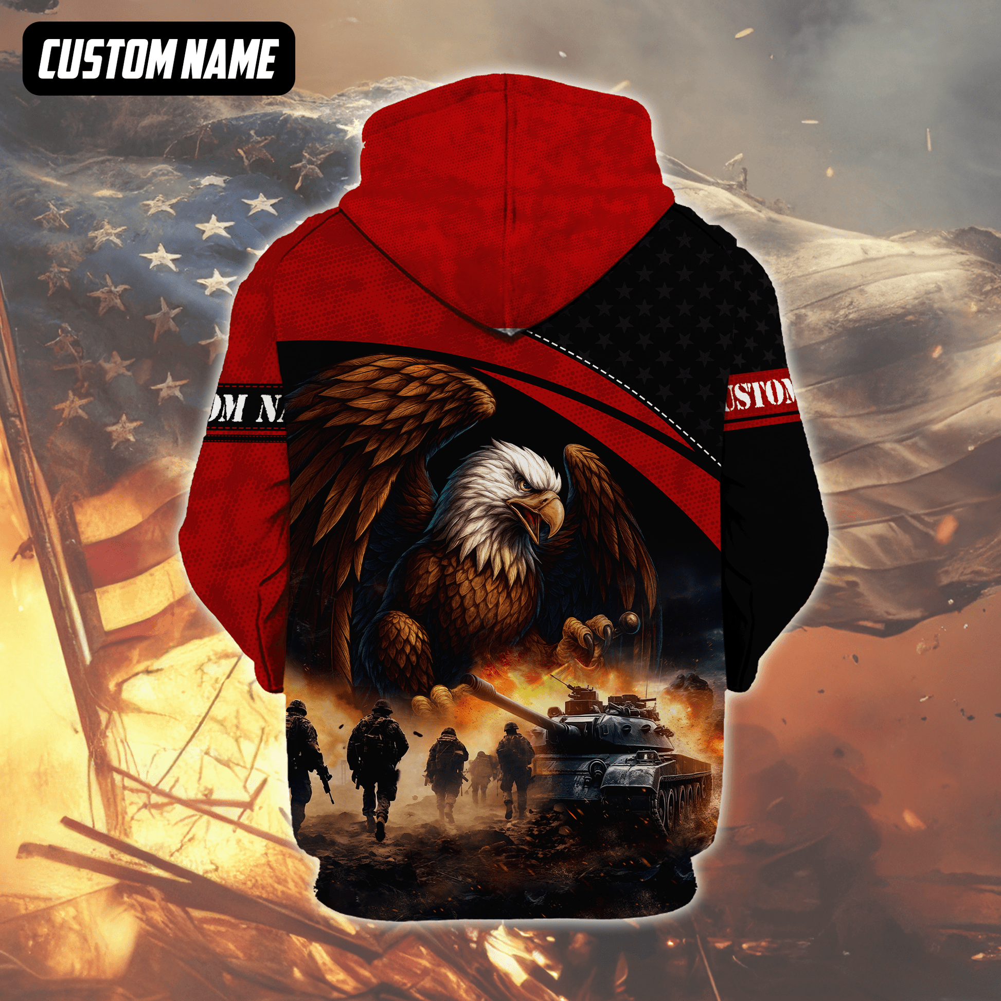 U.S. Veteran Hoodie – All Gave Some Some Gave All, Bald Eagle and Battlefield Zip Up, easychoo.com