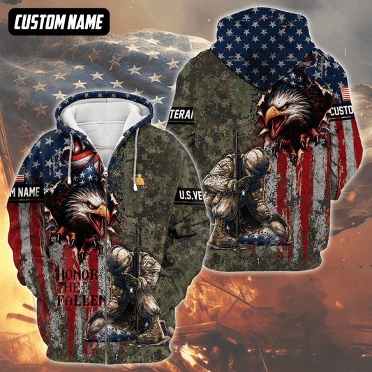 U.S. Veteran Hoodie – Freedom Isn’t Free, Eagle & American Flag Soldiers Design, easychoo.com