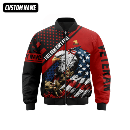 U.S. Veteran Hoodie – Freedom Isn’t Free, Bald Eagle with Flag and Soldiers Design, easychoo.com