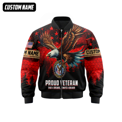 Proud Veteran Hoodie – Once a Soldier Always a Soldier, American Eagle Patriotic Zip Up
