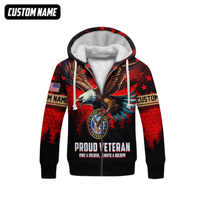 Proud Veteran Hoodie – Once a Soldier Always a Soldier, American Eagle Patriotic Zip Up