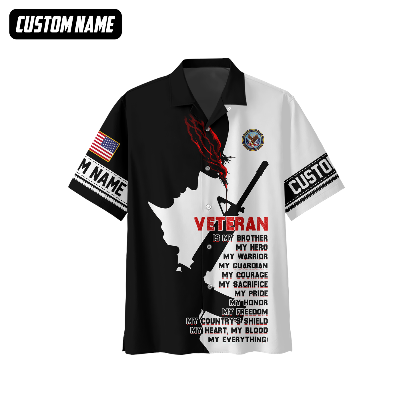 Veteran Hoodie – My Brother My Hero My Everything, Patriotic Military Honor Zip Up