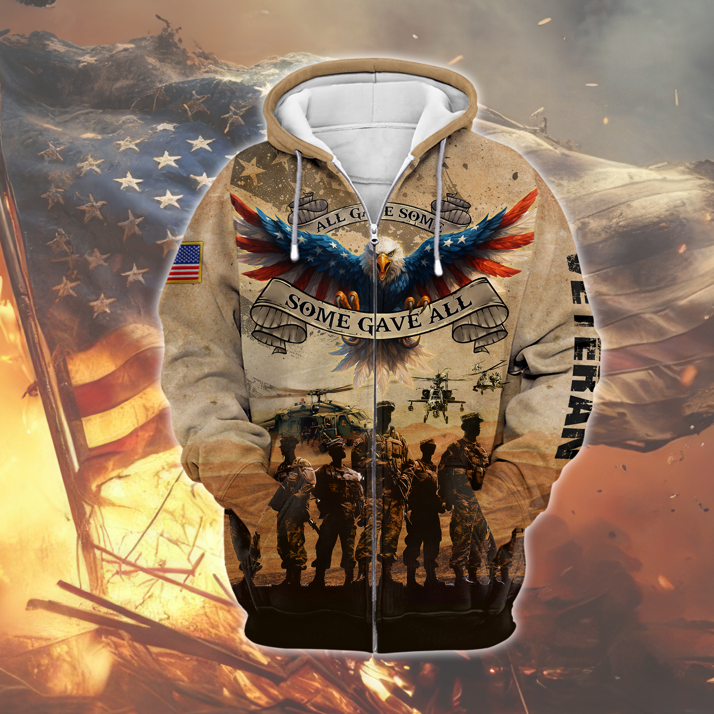 All Gave Some Some Gave All Hoodie – Patriotic U.S. Veteran Military Zip Up Hoodie