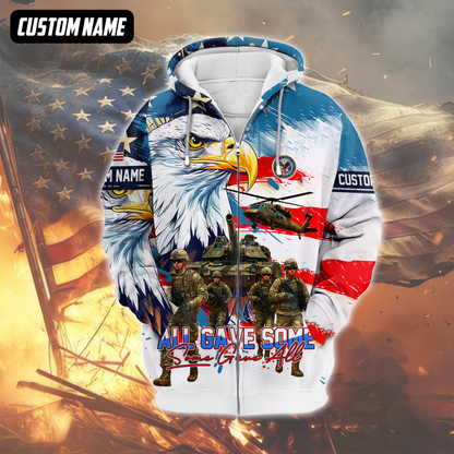 U.S. Veteran Hoodie – All Gave Some Some Gave All, Patriotic Eagle and Army Design