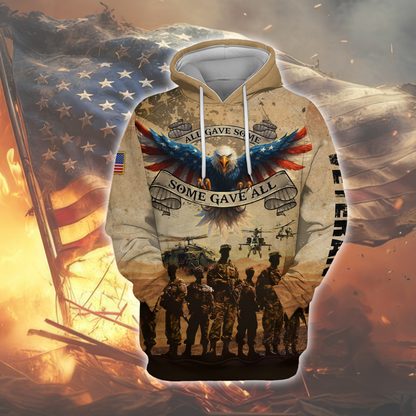 All Gave Some Some Gave All Hoodie – Patriotic U.S. Veteran Military Zip Up Hoodie
