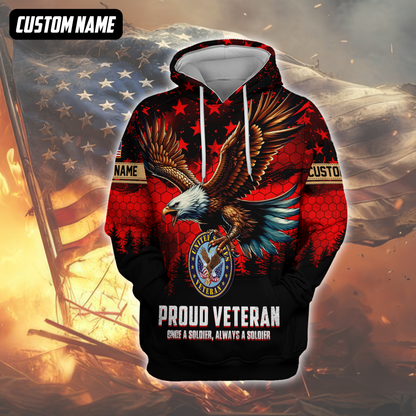 Proud Veteran Hoodie – Once a Soldier Always a Soldier, American Eagle Patriotic Zip Up