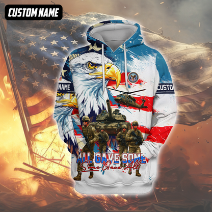 U.S. Veteran Hoodie – All Gave Some Some Gave All, Patriotic Eagle and Army Design