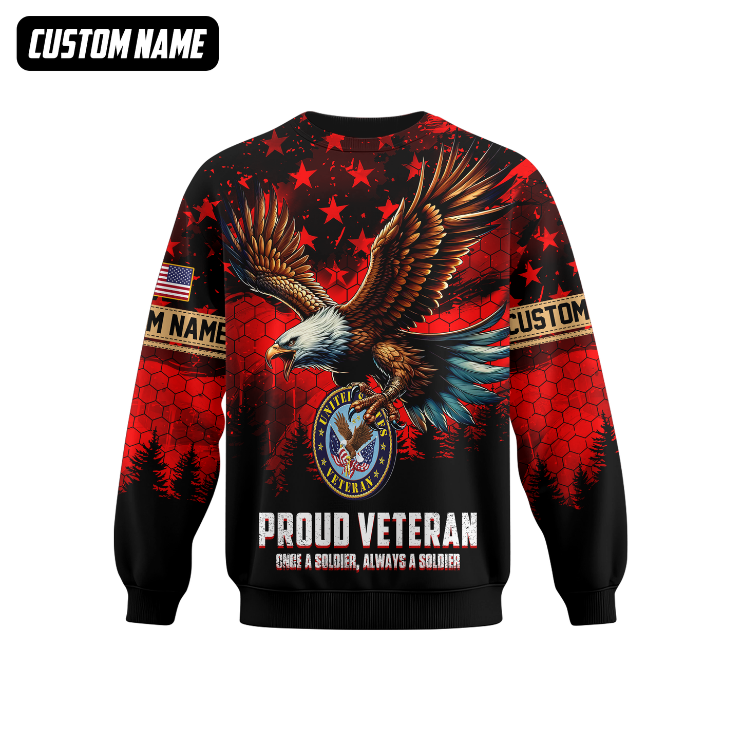 Proud Veteran Hoodie – Once a Soldier Always a Soldier, American Eagle Patriotic Zip Up