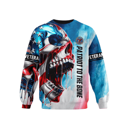 U.S. Veteran Hoodie – Patriotic Skull Design, American Flag Zip Up Jacket