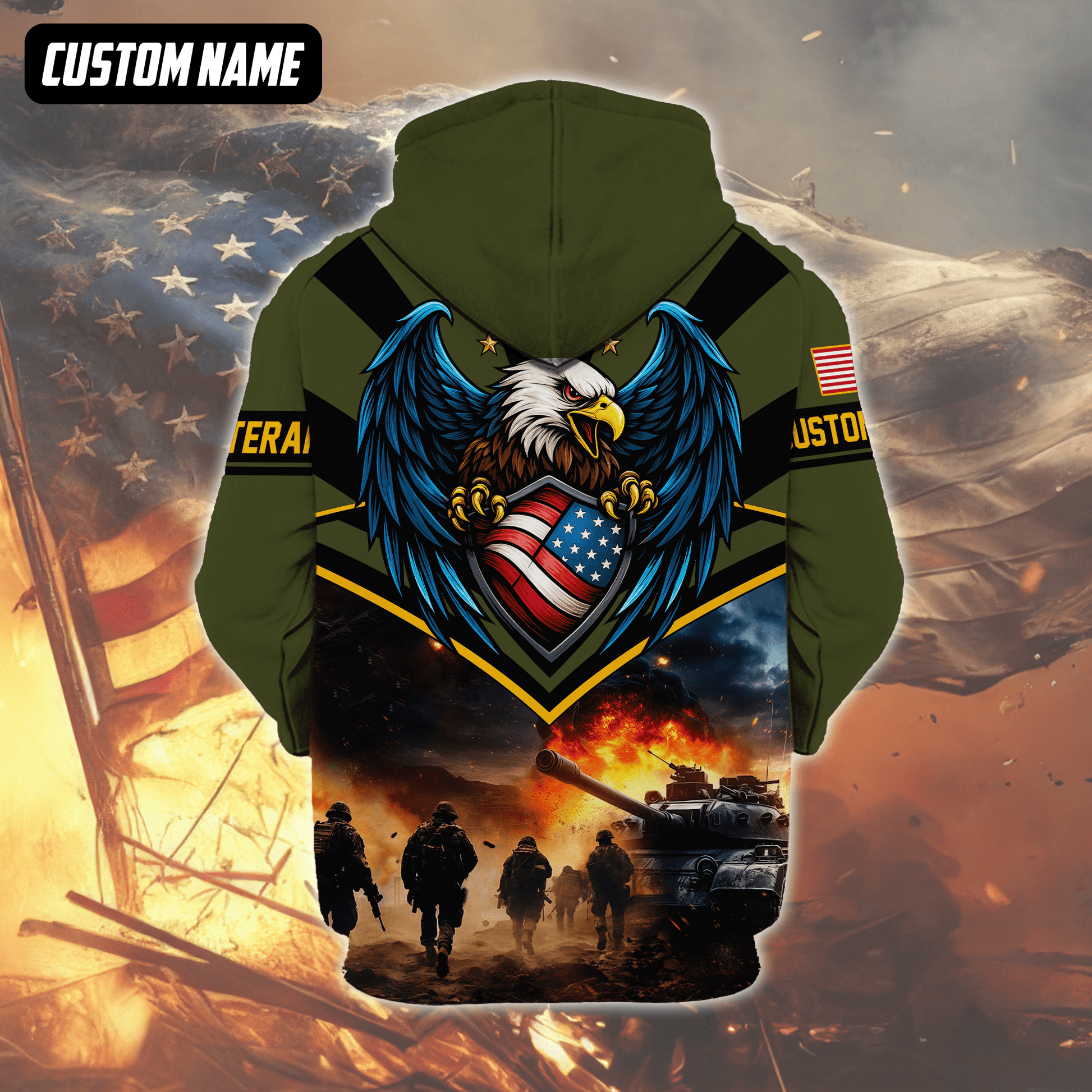 U.S. Veteran Hoodie – All Gave Some Some Gave All, Eagle with Flag Shield Zip Up, easychoo.com