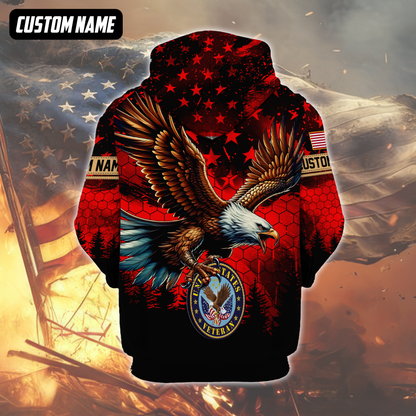 Proud Veteran Hoodie – Once a Soldier Always a Soldier, American Eagle Patriotic Zip Up