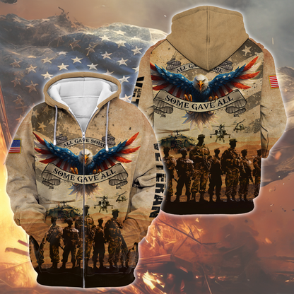 All Gave Some Some Gave All Hoodie – Patriotic U.S. Veteran Military Zip Up Hoodie
