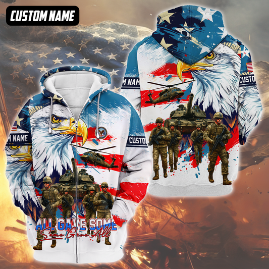 U.S. Veteran Hoodie – All Gave Some Some Gave All, Patriotic Eagle and Army Design