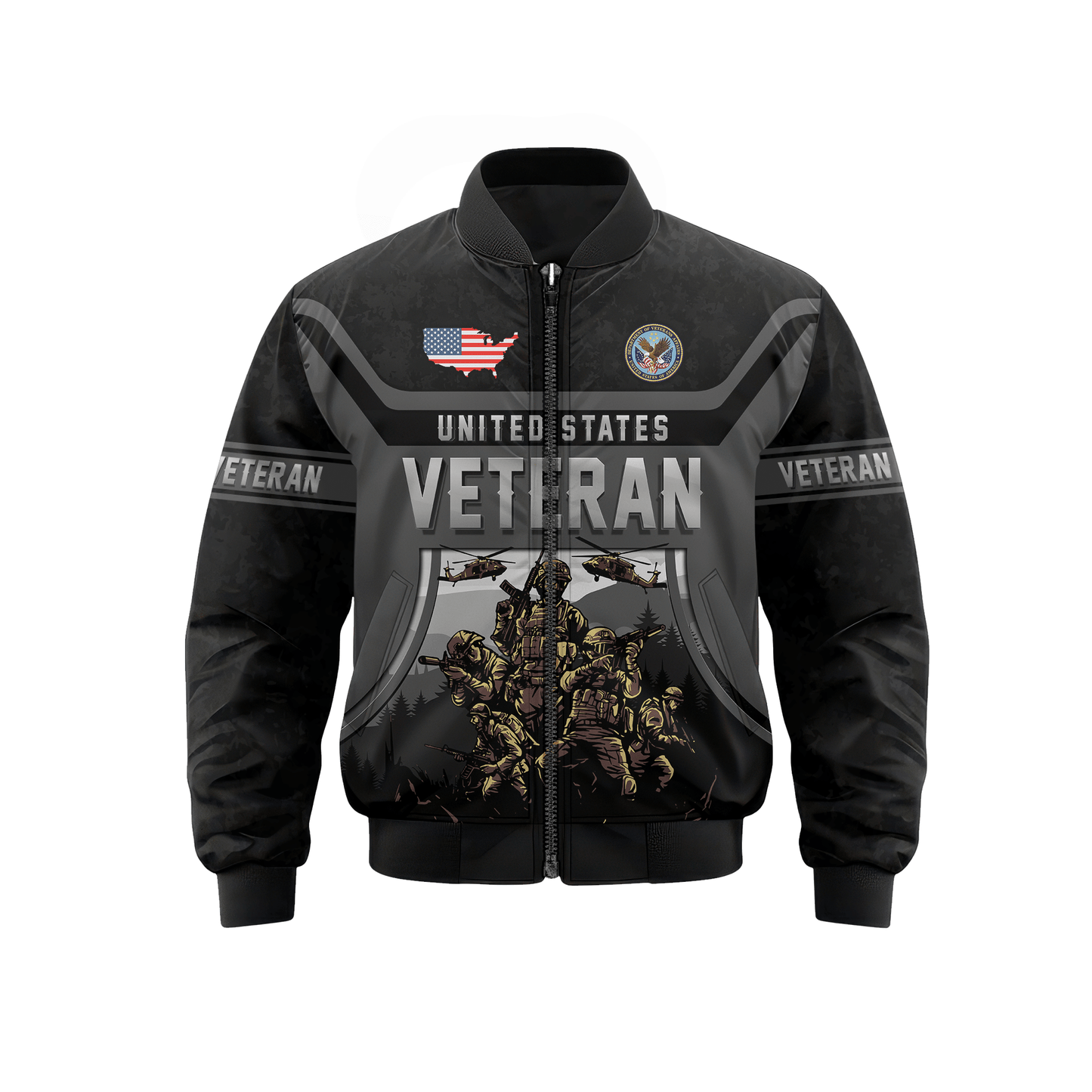 United States Veteran Hoodie – Military Soldier Zip Up Sweatshirt