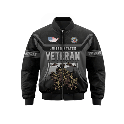 United States Veteran Hoodie – Military Soldier Zip Up Sweatshirt