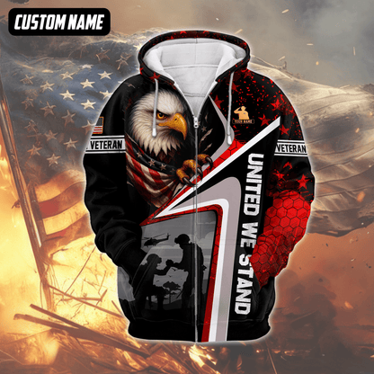 Custom Name U.S. Veteran Hoodie – Eagle and Soldier Graphic Jacket
