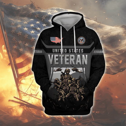 United States Veteran Hoodie – Military Soldier Zip Up Sweatshirt