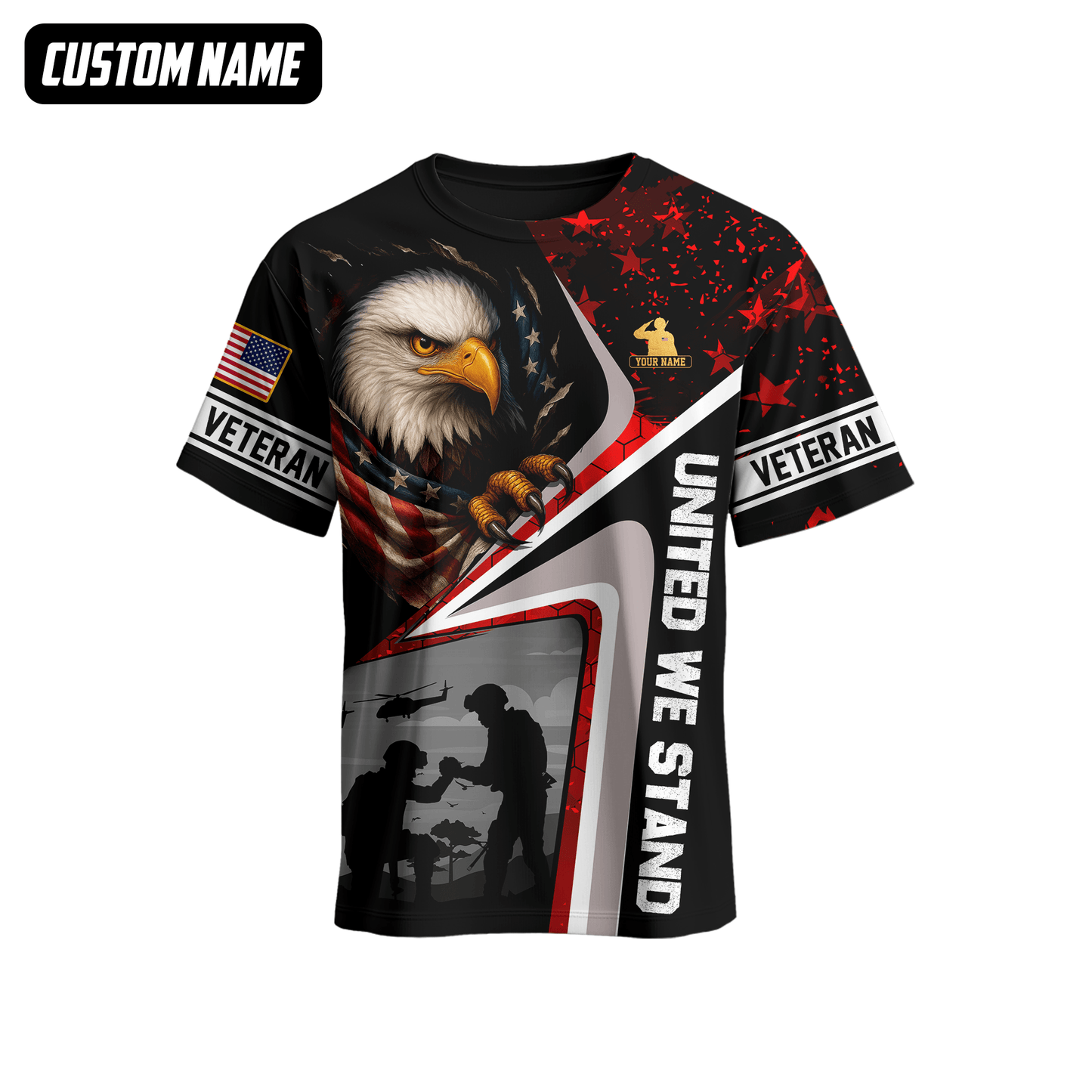 Custom Name U.S. Veteran Hoodie – Eagle and Soldier Graphic Jacket