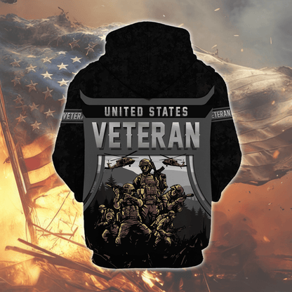 United States Veteran Hoodie – Military Soldier Zip Up Sweatshirt