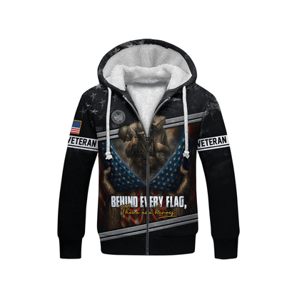 U.S. Veteran Hoodie – Behind Every Flag There Are Heroes Zip Up
