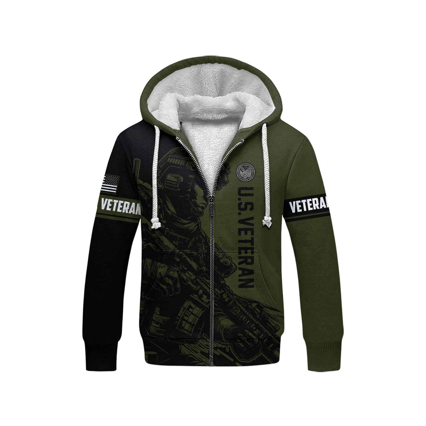 U.S. Veteran Hoodie – Tactical Soldier Military Pride Zip Up