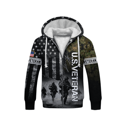U.S. Veteran Hoodie – American Flag Military Zip Up Sweatshirt