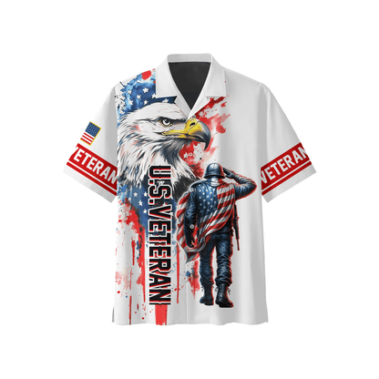 U.S. Veteran Hoodie – American Flag Soldier & Bald Eagle Zip Up