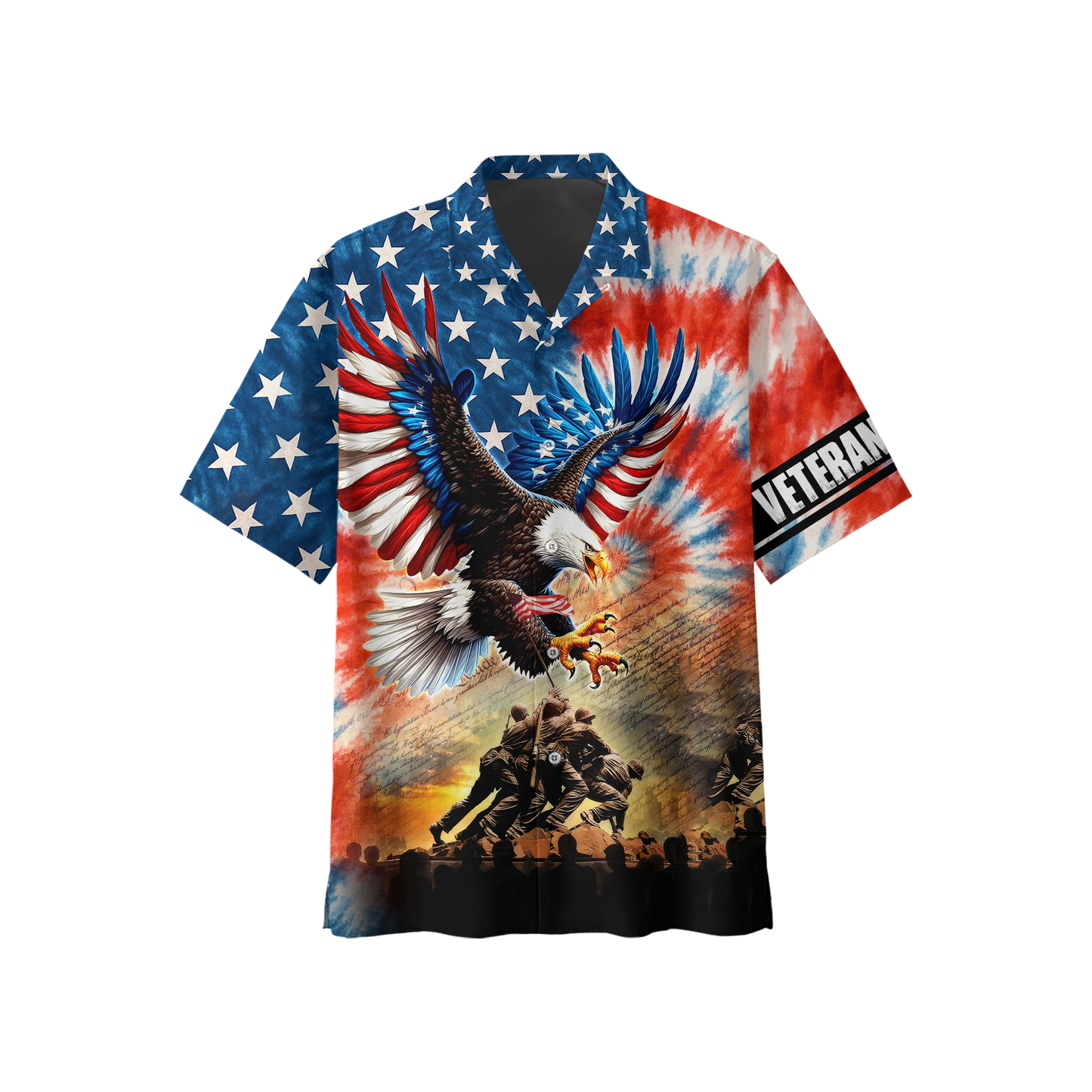 American Eagle Veteran Hoodie – Patriotic Tie Dye Zip Up, U.S. Flag Military Sweatshirt, Honor & Freedom Veteran Gift for Men