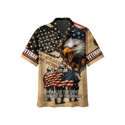 American Veteran Hoodie – Home of the Free Because of the Brave, Eagle & Soldiers Zip Hoodie, U.S. Flag Military Sweatshirt