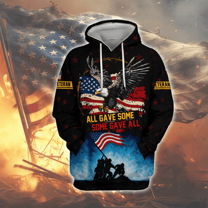U.S. Veteran Hoodie – All Gave Some Some Gave All Patriotic Zip Up