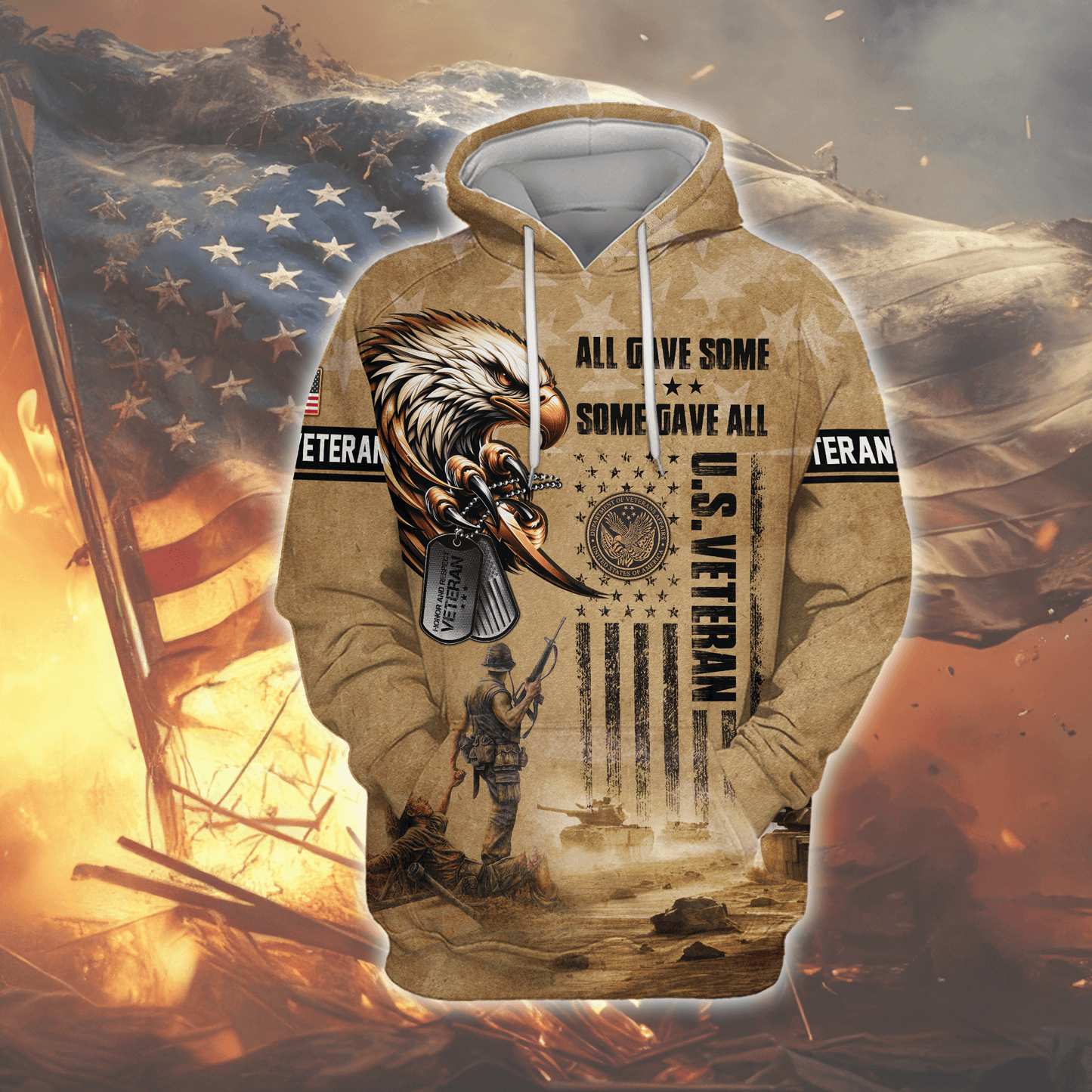 U.S. Veteran Hoodie – All Gave Some Some Gave All Military Zip Up