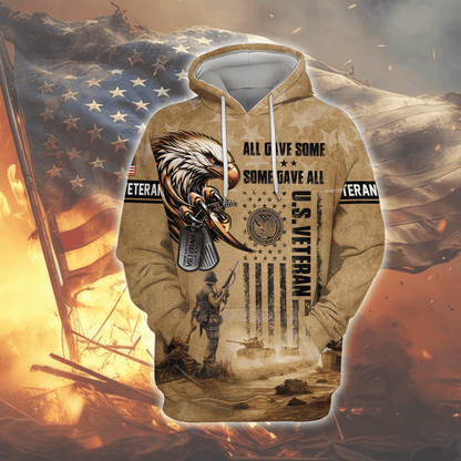 U.S. Veteran Hoodie – All Gave Some Some Gave All Military Zip Up