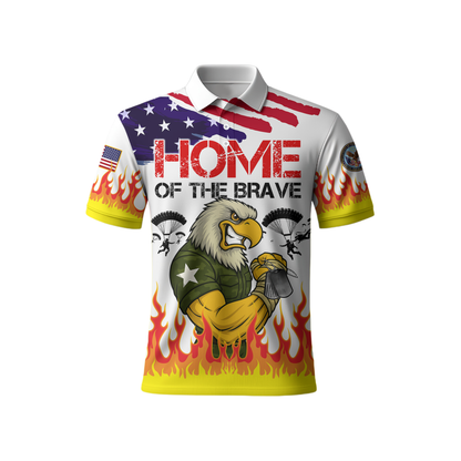 U.S. Veteran Hoodie – Home of the Brave, American Flag Eagle Zip Up, Patriotic Military Sweatshirt