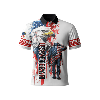 U.S. Veteran Hoodie – American Flag Soldier & Bald Eagle Zip Up