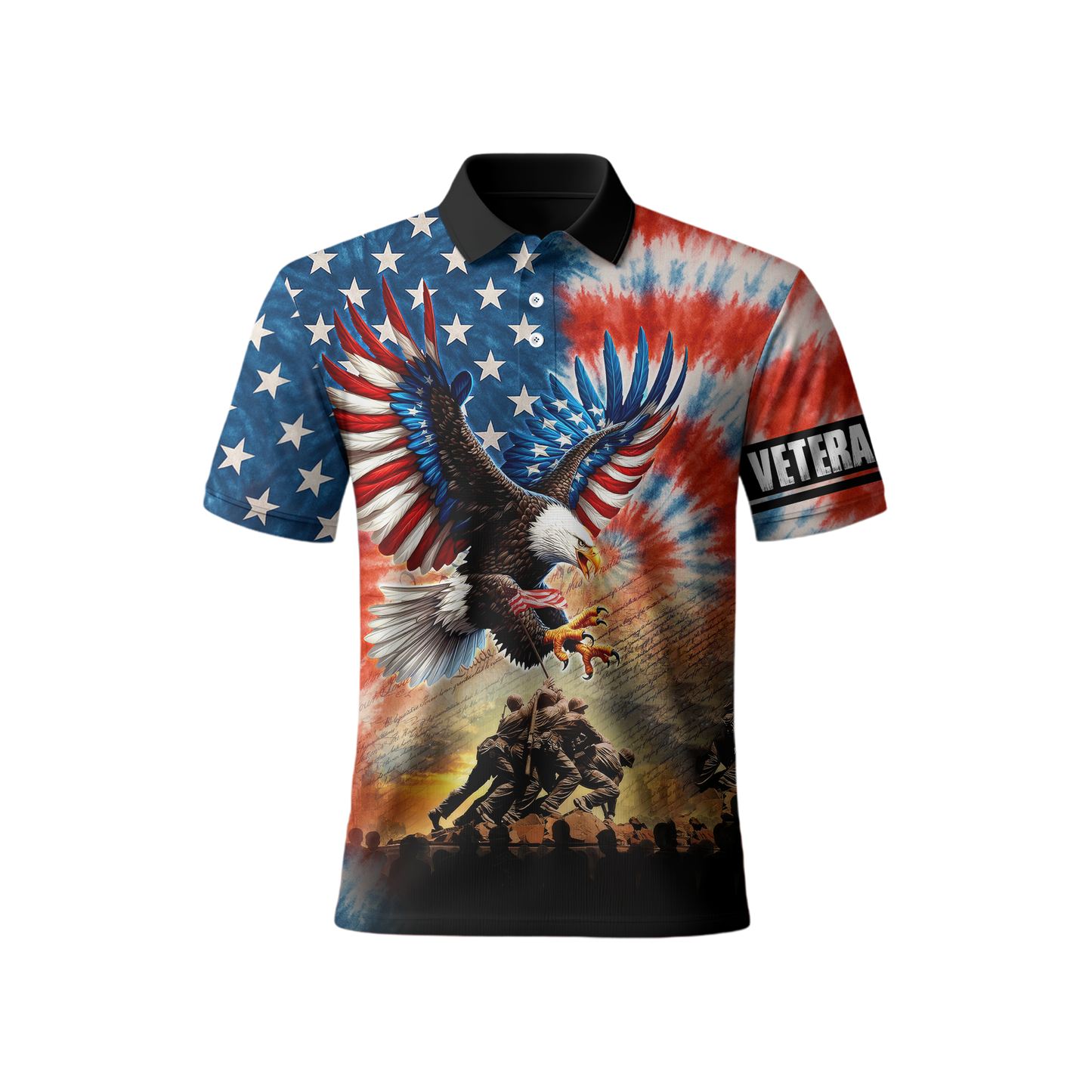 American Eagle Veteran Hoodie – Patriotic Tie Dye Zip Up, U.S. Flag Military Sweatshirt, Honor & Freedom Veteran Gift for Men