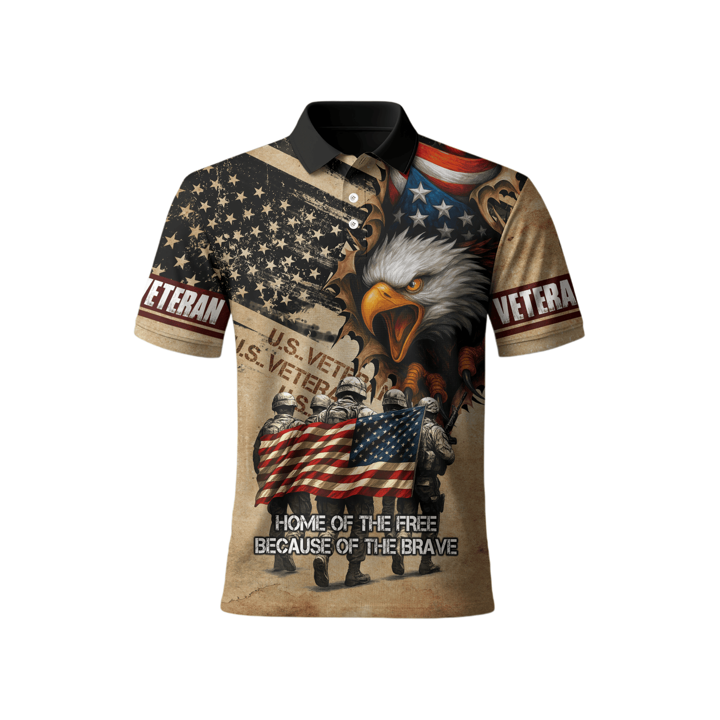 American Veteran Hoodie – Home of the Free Because of the Brave, Eagle & Soldiers Zip Hoodie, U.S. Flag Military Sweatshirt