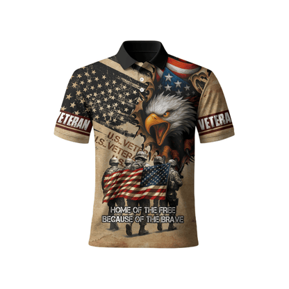 American Veteran Hoodie – Home of the Free Because of the Brave, Eagle & Soldiers Zip Hoodie, U.S. Flag Military Sweatshirt