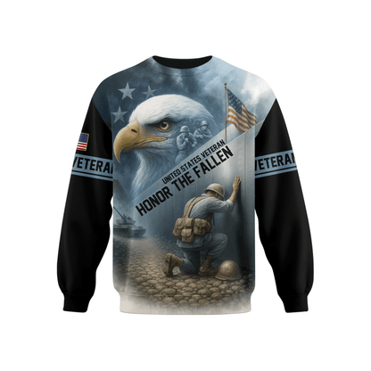 U.S. Veteran Hoodie – Honor the Fallen, American Eagle Memorial Zip Up, Soldier Tribute Sweatshirt for Men
