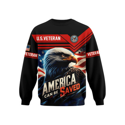 U.S. Veteran Hoodie – America Can Be Saved Patriotic Zip Up Jacket