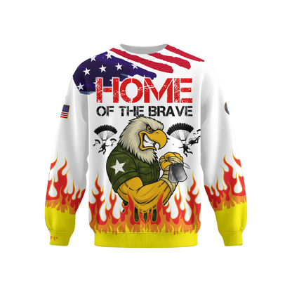 U.S. Veteran Hoodie – Home of the Brave, American Flag Eagle Zip Up, Patriotic Military Sweatshirt